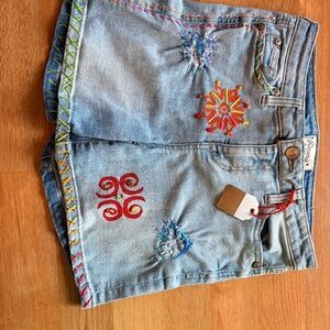 denim shorts, kids size 12 upscale one of a kind by Jeanne Prom